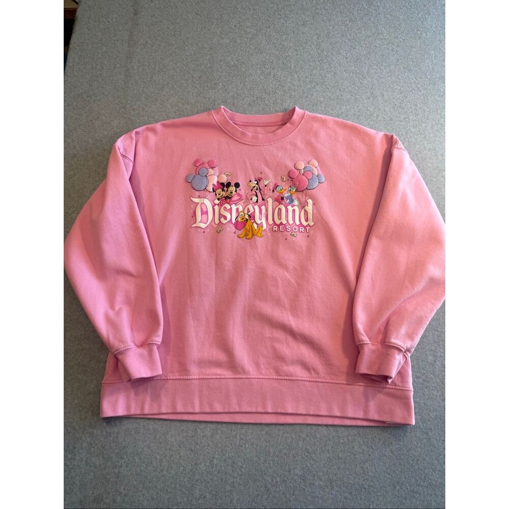 Disney Parks Pink Glitter Mickey & Friends Valentine's Day crewneck S